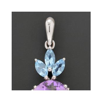 NO RESERVE 8.22 Ct Oval Amethyst, Swiss Blue Topaz 925 Sterling Silver Pendant