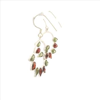 NO RESERVE 8.25 Ct Peridot, Garnet 925 Sterling Silver Earrings