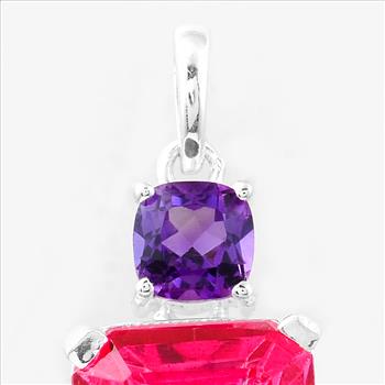 NO RESERVE 8.36 Ct Octagon Pink Topaz, Amethyst, 925 Sterling Silver Pendant