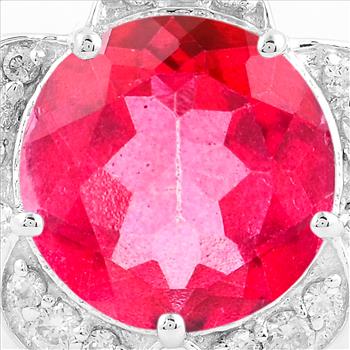 NO RESERVE 8.37 Ct Round Pink Topaz, Cubic Zirconia 925 Sterling Silver Ring