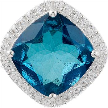 NO RESERVE 8.47 Ct Cushion Lbt Color Topaz, Cubic Zirconia, 925 Sterling Silver Pendant