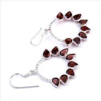 NO RESERVE 8.55 Ct Garnet 925 Sterling Silver Earrings
