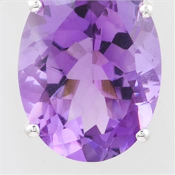 NO RESERVE 8.75 Ct Oval Amethyst, White Topaz, Cubic Zirconia 925 Sterling Silver Pendant