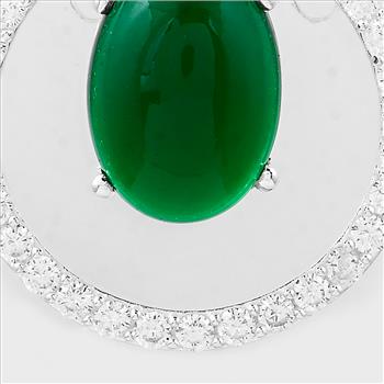 NO RESERVE 8.76 Ct Oval Cr Emerald, Cubic Zirconia, 925 Sterling Silver Pendant