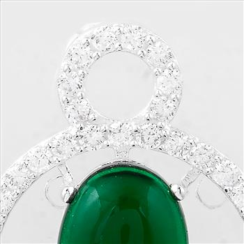 NO RESERVE 8.76 Ct Oval Cr Emerald, Cubic Zirconia, 925 Sterling Silver Pendant