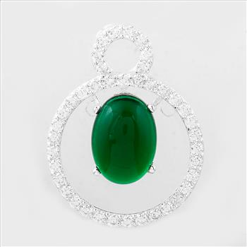 NO RESERVE 8.76 Ct Oval Cr Emerald, Cubic Zirconia, 925 Sterling Silver Pendant