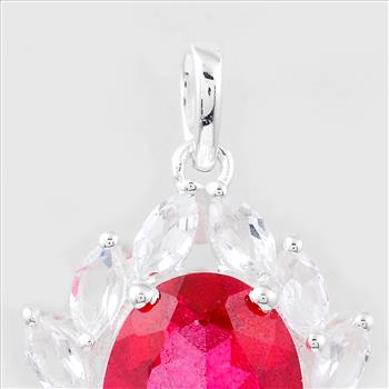NO RESERVE 8.87 Ct Oval Pink Topaz, White Topaz, 925 Sterling Silver Pendant