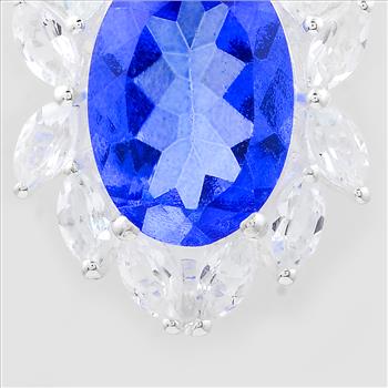 NO RESERVE 9.18 Ct Oval Tz Color Topaz, White Topaz, 925 Sterling Silver Pendant