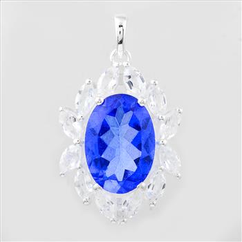NO RESERVE 9.18 Ct Oval Tz Color Topaz, White Topaz, 925 Sterling Silver Pendant