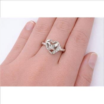 NO RESERVE 925 Sterling Silver 0.08 Ct Round Cubic Zirconia Ring 7 US Ring Size