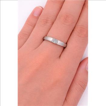 No Reserve 925 Sterling Silver 0.15 Ct Cubic Zirconia Ring 7 US Ring Size