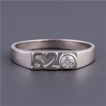 No Reserve 925 Sterling Silver 0.20 Ct Cubic Zirconia Ring 7 US Ring Size