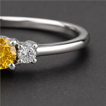 No Reserve 925 Sterling Silver 0.22 Ct Round Citrine Cubic Zirconia Ring 7 US Ring Size
