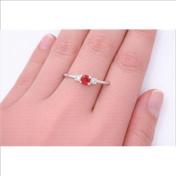 No Reserve 925 Sterling Silver 0.23 Ct Round Garnet Cubic Zirconia Ring 7 US Ring Size