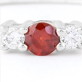 No Reserve 925 Sterling Silver 0.23 Ct Round Garnet Cubic Zirconia Ring 7 US Ring Size