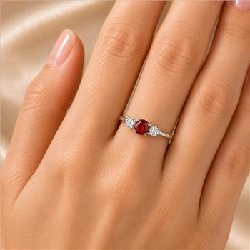 No Reserve 925 Sterling Silver 0.23 Ct Round Garnet Cubic Zirconia Ring 7 US Ring Size