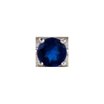 No Reserve 925 Sterling Silver 0.29 Ct Round Glass Sapphire Ring 7 US Ring Size