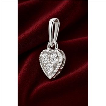 No Reserve 925 Sterling Silver 0.30 Ct Round Cubic Zirconia Pendant