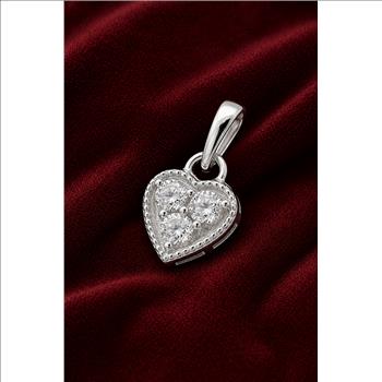 No Reserve 925 Sterling Silver 0.30 Ct Round Cubic Zirconia Pendant
