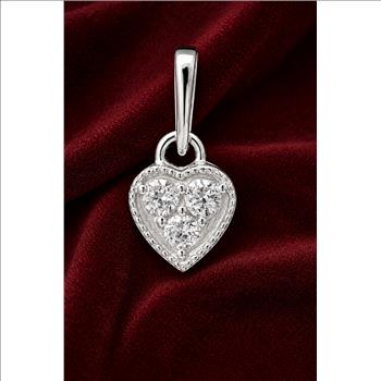 No Reserve 925 Sterling Silver 0.30 Ct Round Cubic Zirconia Pendant