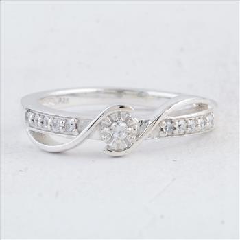 No Reserve 925 Sterling Silver 0.30 Ct Round Cubic Zirconia Ring
