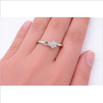 No Reserve 925 Sterling Silver 0.31 Ct Cubic Zirconia Ring 7 US Ring Size
