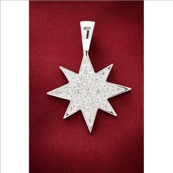 No Reserve 925 Sterling Silver 0.33 Ct Round Cubic Zirconia Pendant