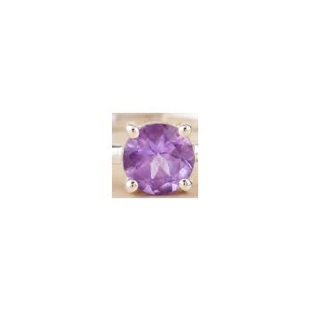 No Reserve 925 Sterling Silver 0.35 Ct Round Amethyst Ring 7 US Ring Size