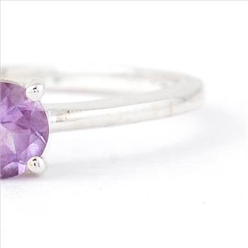 No Reserve 925 Sterling Silver 0.35 Ct Round Amethyst Ring