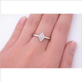 No Reserve 925 Sterling Silver 0.35 Ct Round Cubic Zirconia Ring 8 US Ring Size