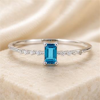 No Reserve 925 Sterling Silver 0.46 Ct Octagon Paraiba Topaz Cubic Zirconia Ring 9 US Ring Size