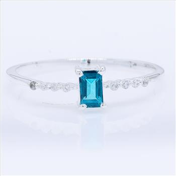No Reserve 925 Sterling Silver 0.46 Ct Octagon Paraiba Topaz Cubic Zirconia Ring 9 US Ring Size