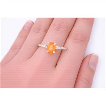 No Reserve 925 Sterling Silver 0.48 Ct Oval Citrine Cubic Zirconia Ring 7 US Ring Size