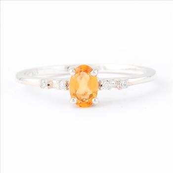 No Reserve 925 Sterling Silver 0.48 Ct Oval Citrine Cubic Zirconia Ring 7 US Ring Size