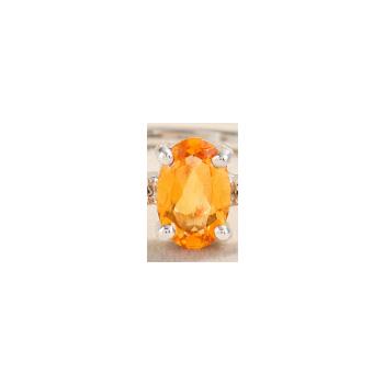 No Reserve 925 Sterling Silver 0.48 Ct Oval Citrine Cubic Zirconia Ring 7 US Ring Size