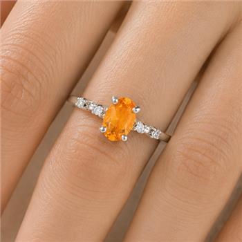 No Reserve 925 Sterling Silver 0.48 Ct Oval Citrine Cubic Zirconia Ring 7 US Ring Size
