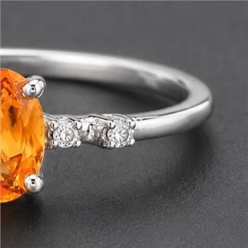 No Reserve 925 Sterling Silver 0.48 Ct Oval Citrine Cubic Zirconia Ring 7 US Ring Size