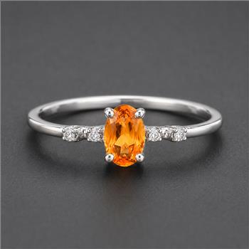 No Reserve 925 Sterling Silver 0.48 Ct Oval Citrine Cubic Zirconia Ring 7 US Ring Size