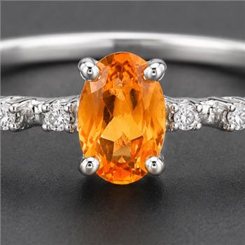 No Reserve 925 Sterling Silver 0.48 Ct Oval Citrine Cubic Zirconia Ring 7 US Ring Size