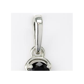 No Reserve 925 Sterling Silver 0.48 Ct Round Black Spinel Pendant