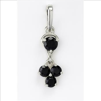 No Reserve 925 Sterling Silver 0.48 Ct Round Black Spinel Pendant