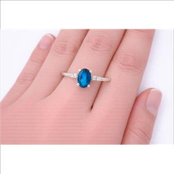 No Reserve 925 Sterling Silver 0.54 Ct Oval Green Topaz Cubic Zirconia Ring 7 US Ring Size