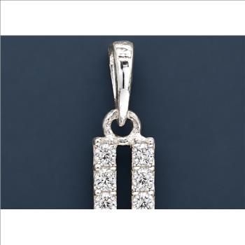 No Reserve 925 Sterling Silver 0.54 Ct Round Cubic Zirconia Pendant