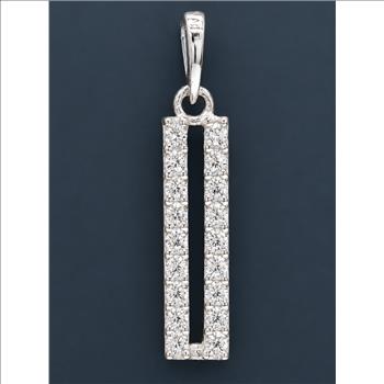 No Reserve 925 Sterling Silver 0.54 Ct Round Cubic Zirconia Pendant