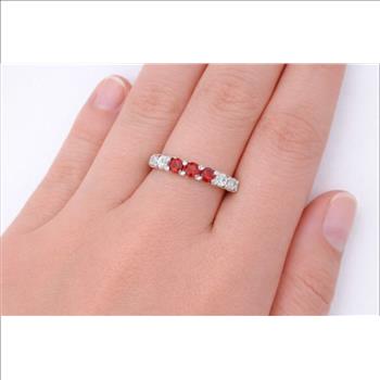 NO RESERVE 925 Sterling Silver 0.56 Ct Round Garnet Cubic Zirconia Ring 7 US Ring Size