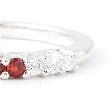 NO RESERVE 925 Sterling Silver 0.56 Ct Round Garnet Cubic Zirconia Ring 7 US Ring Size