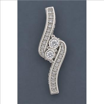 No Reserve 925 Sterling Silver 0.61 Ct Round Cubic Zirconia Pendant