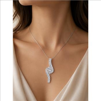 No Reserve 925 Sterling Silver 0.61 Ct Round Cubic Zirconia Pendant