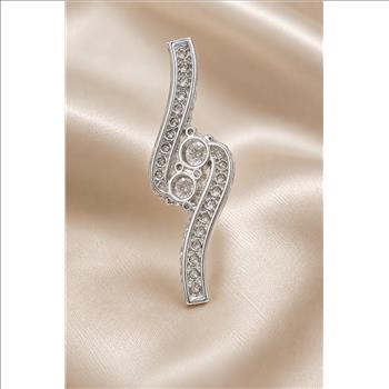 No Reserve 925 Sterling Silver 0.61 Ct Round Cubic Zirconia Pendant