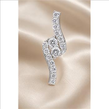 No Reserve 925 Sterling Silver 0.61 Ct Round Cubic Zirconia Pendant